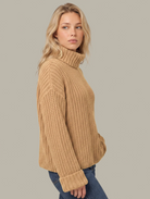 525 America Womens Sweaters Vida Chunky Turtleneck Shaker Pullover
