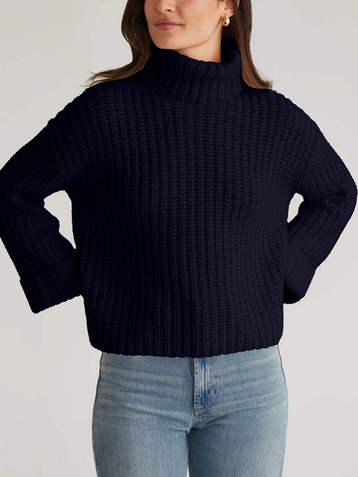 525 America Womens Sweaters Vida Chunky Turtleneck Shaker Pullover