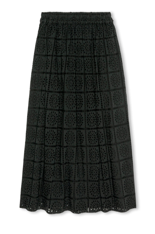 Black lace skirt on a white background