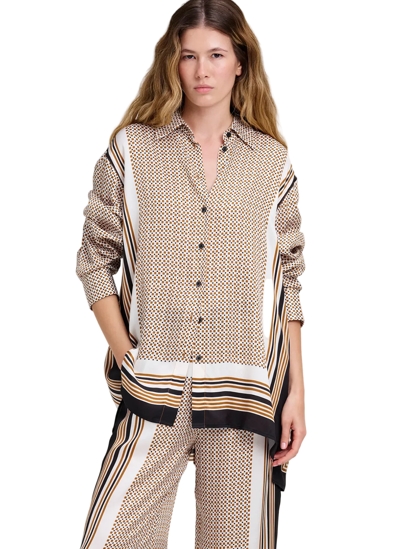 A.L.C. Womens Novelty Tops 2 / Black/Caramel Dotted Maisie Top