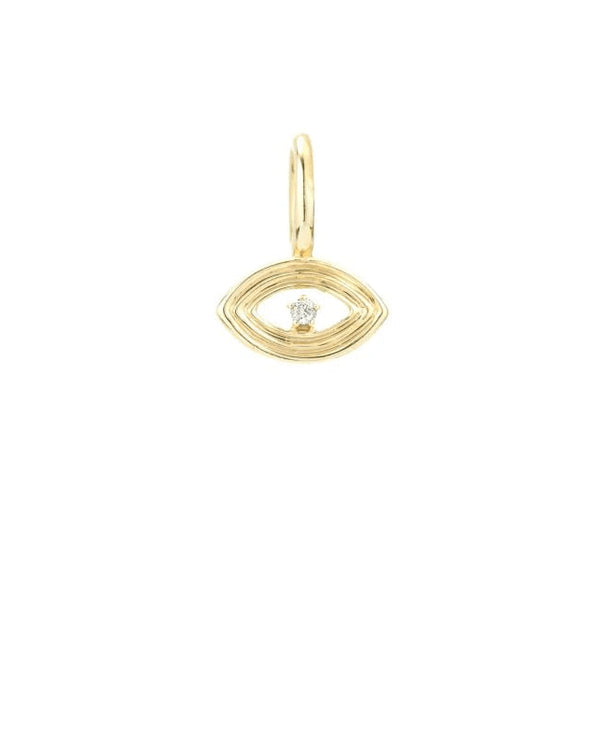 Adina Reyter Womens Jewelry Groovy Diamond Evil Eye Mini Charm - 9k Yellow Gold