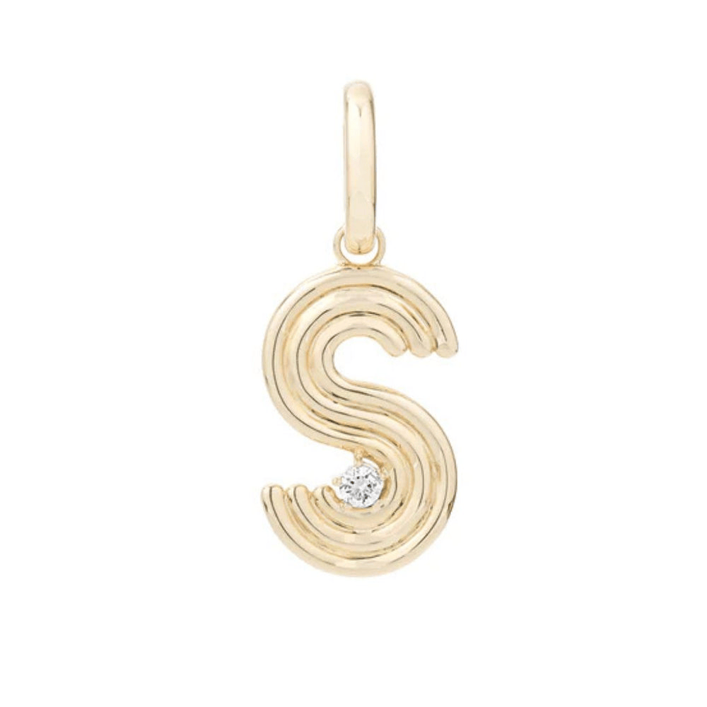Adina Reyter Womens Jewelry Groovy Diamond Initial Mini Charm