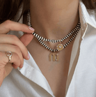 Adina Reyter Womens Jewelry Midnight Stripes Full Enamel Mini Bead Necklace