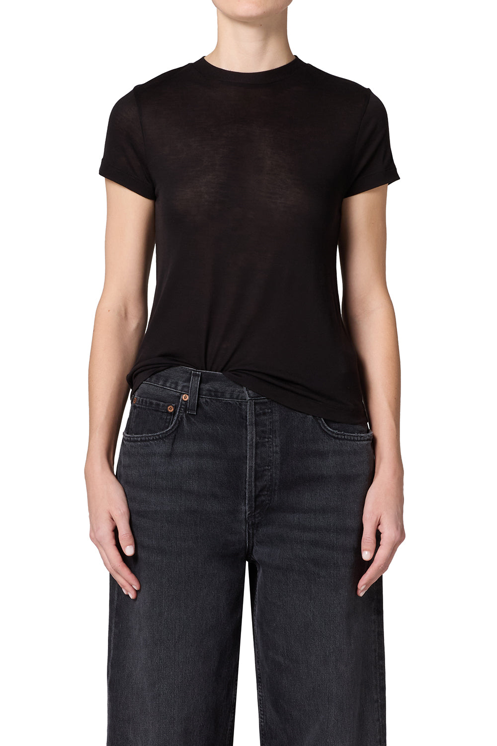 AGOLDE Womens Basics XSmall / Black Long Line Adine Tee