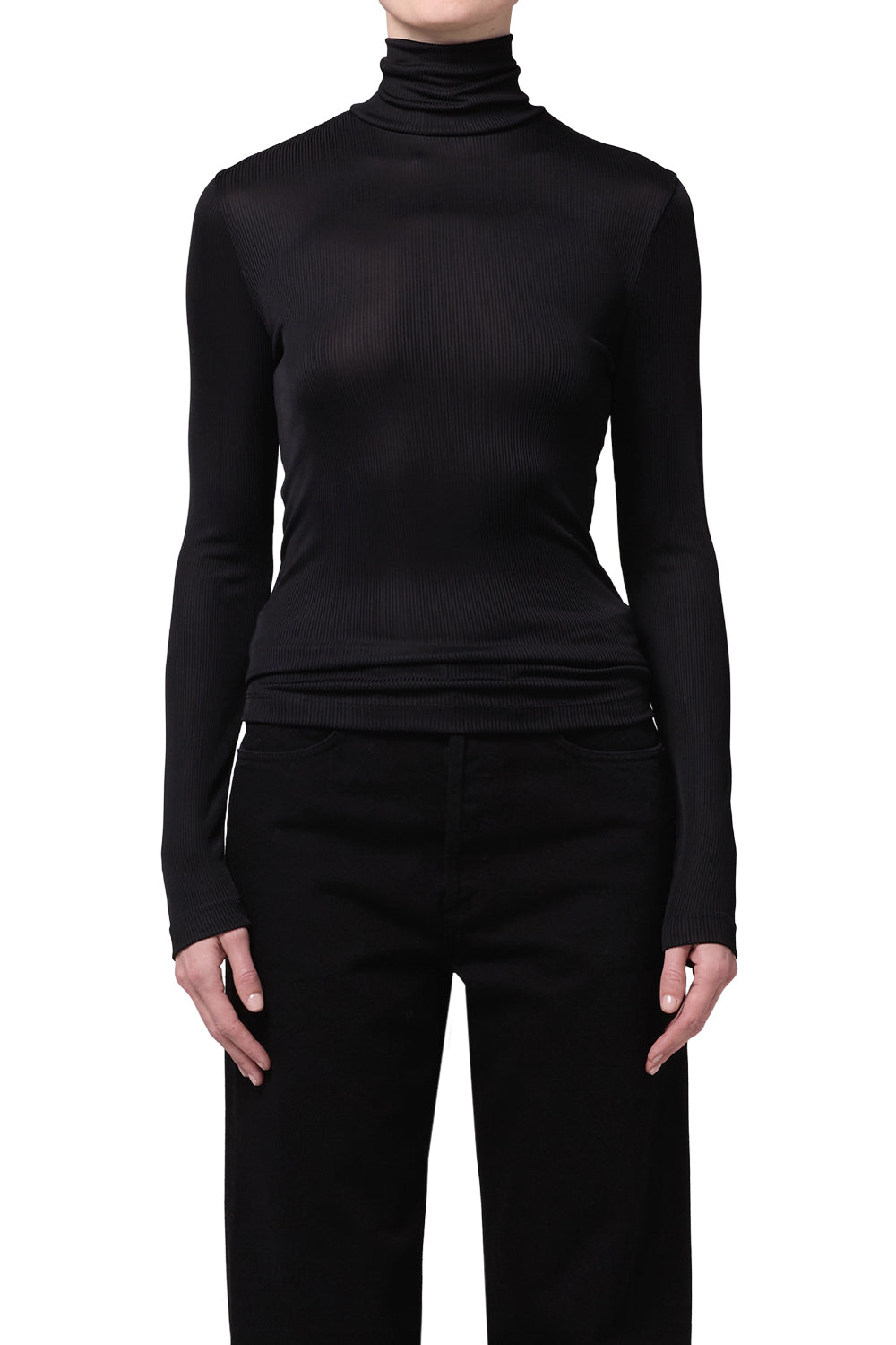 AGOLDE Womens Novelty Knit Tops XSmall / Black Carlyle Turtleneck