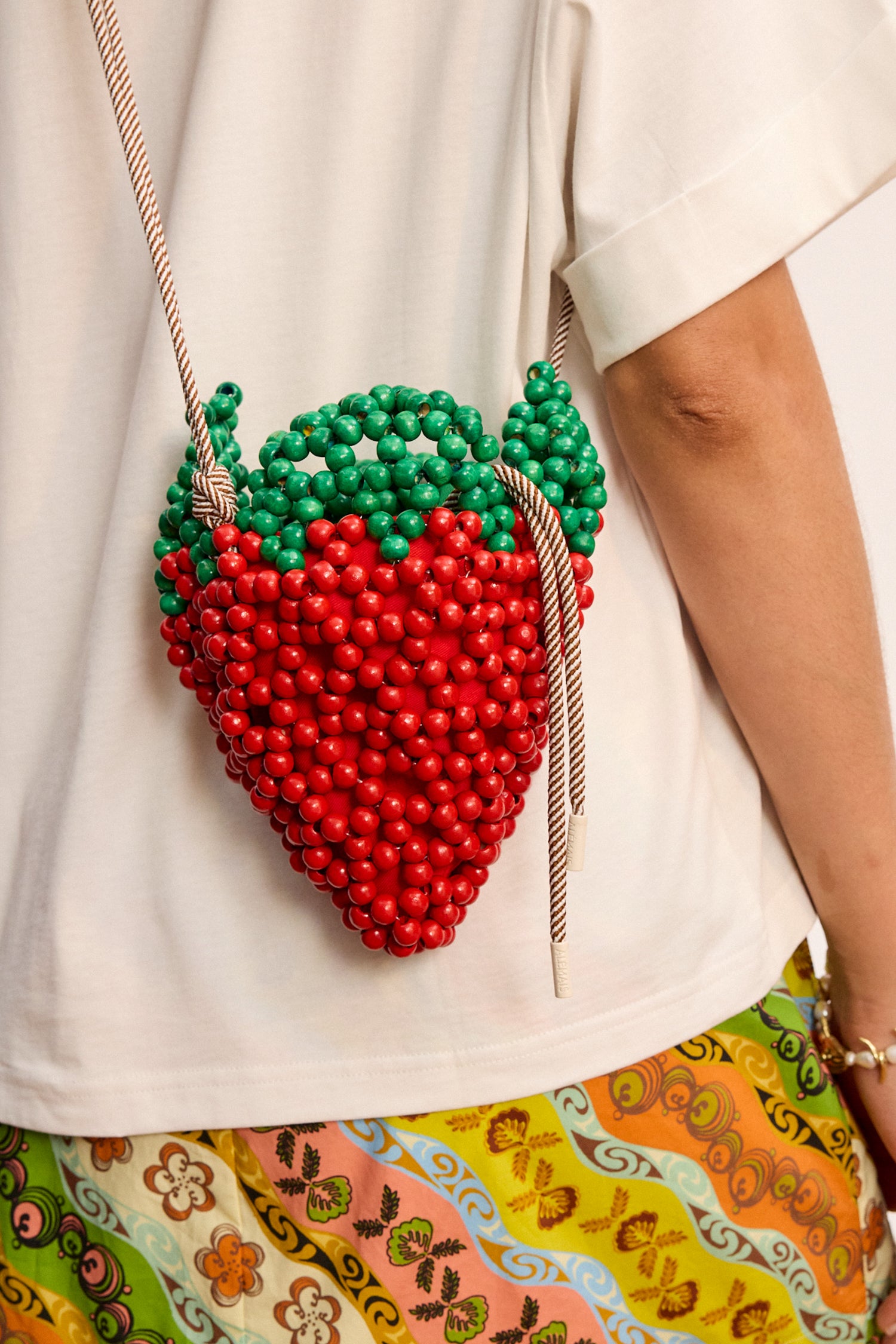 ALEMAIS Womens Accessories Wood Bead Strawberry Mini Bag