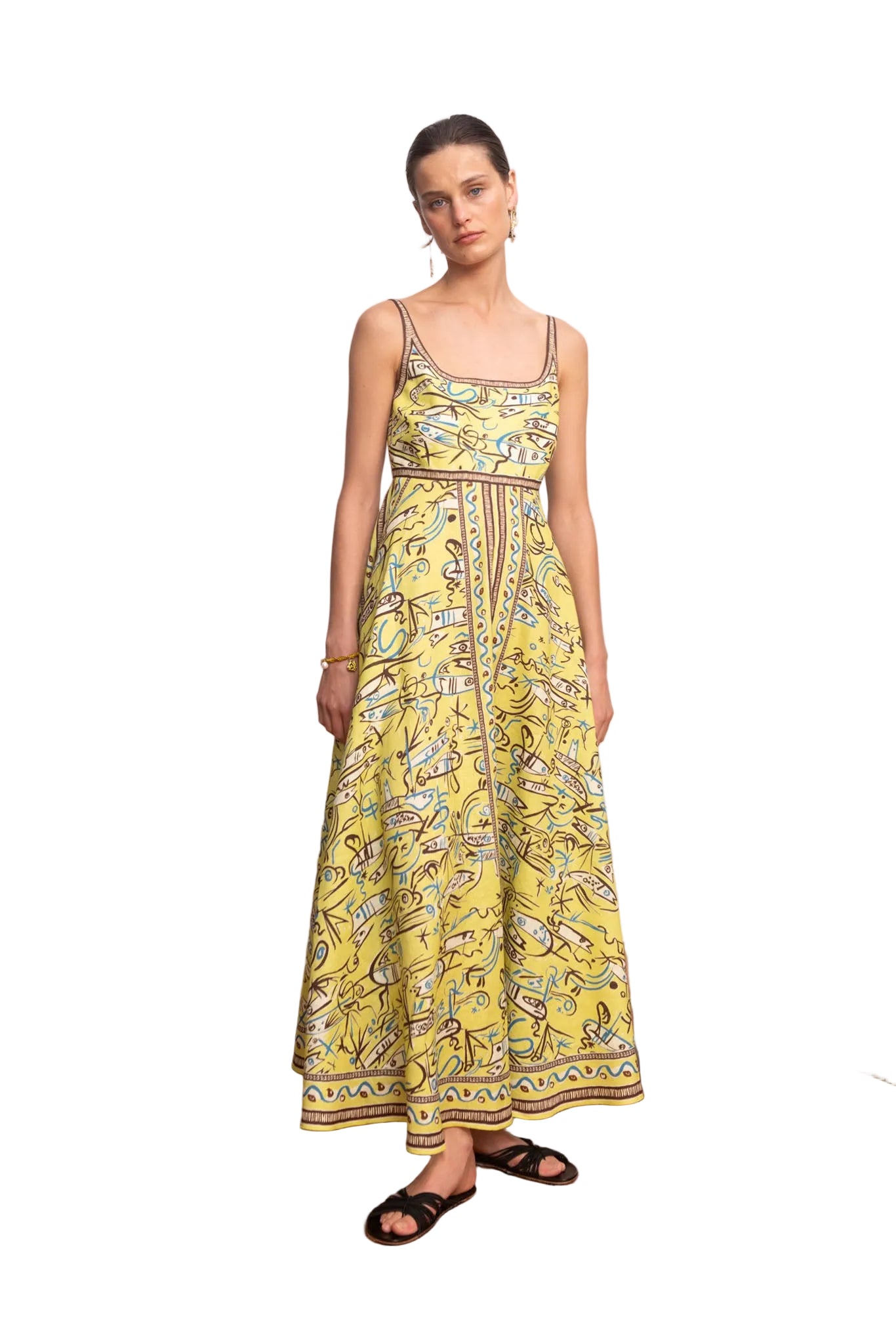 ALEMAIS Womens Dresses 2 / Yellow Fish Sticks Sundress