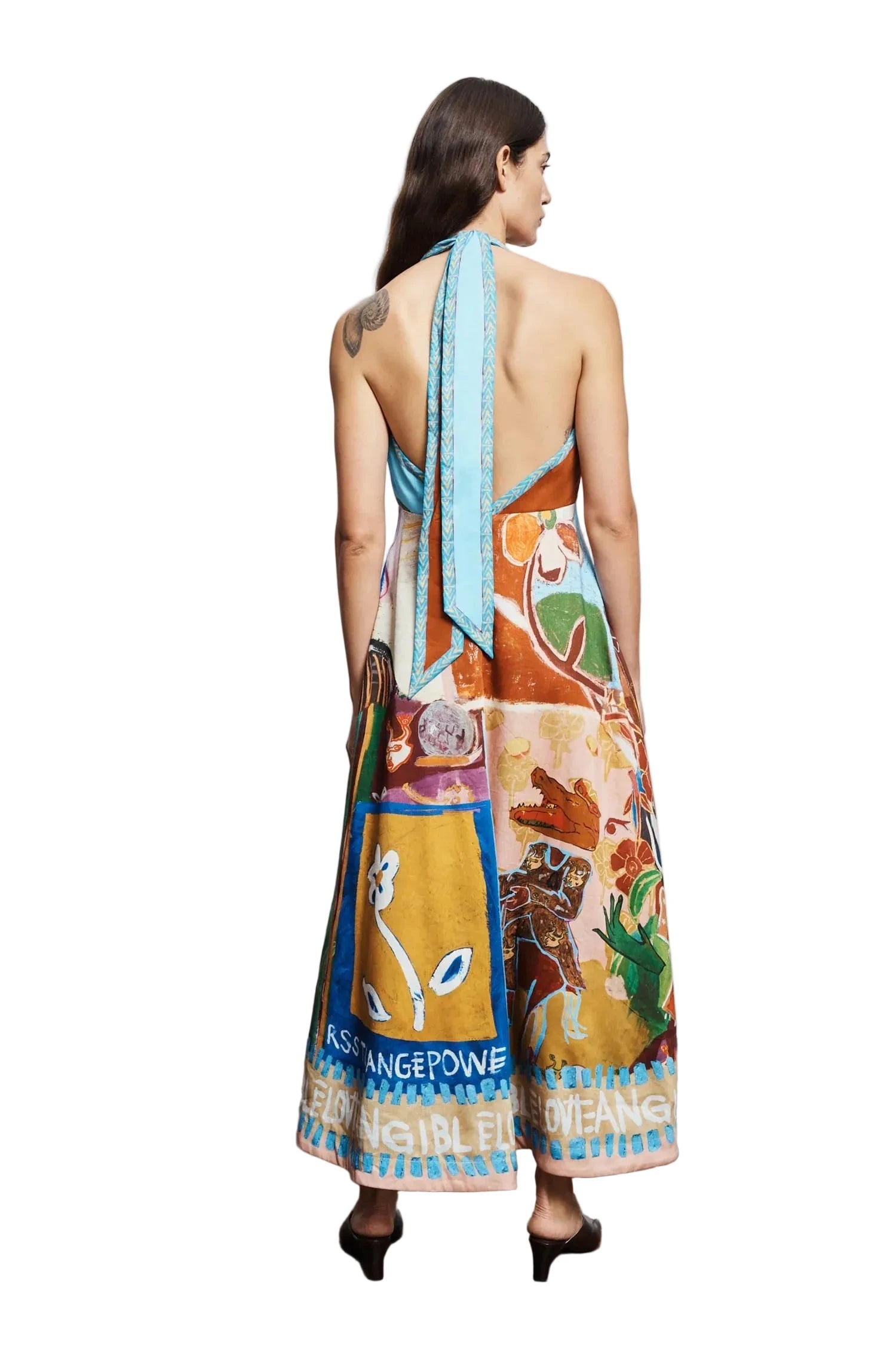 ALEMAIS Womens Dresses Mlak Halter Midi Dress