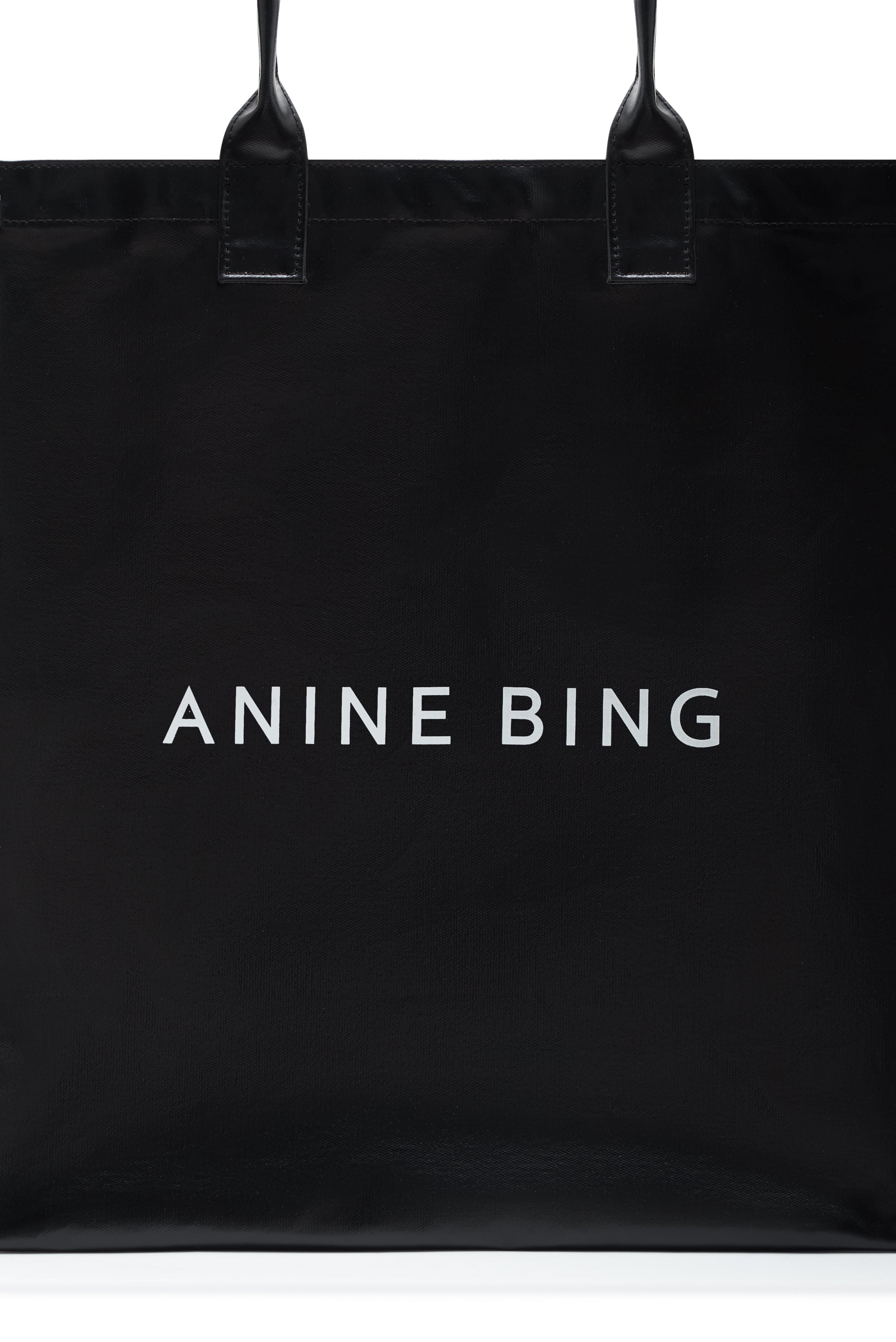 Anine Bing Womens Accessories Black Leonie Coated Canvas Tote