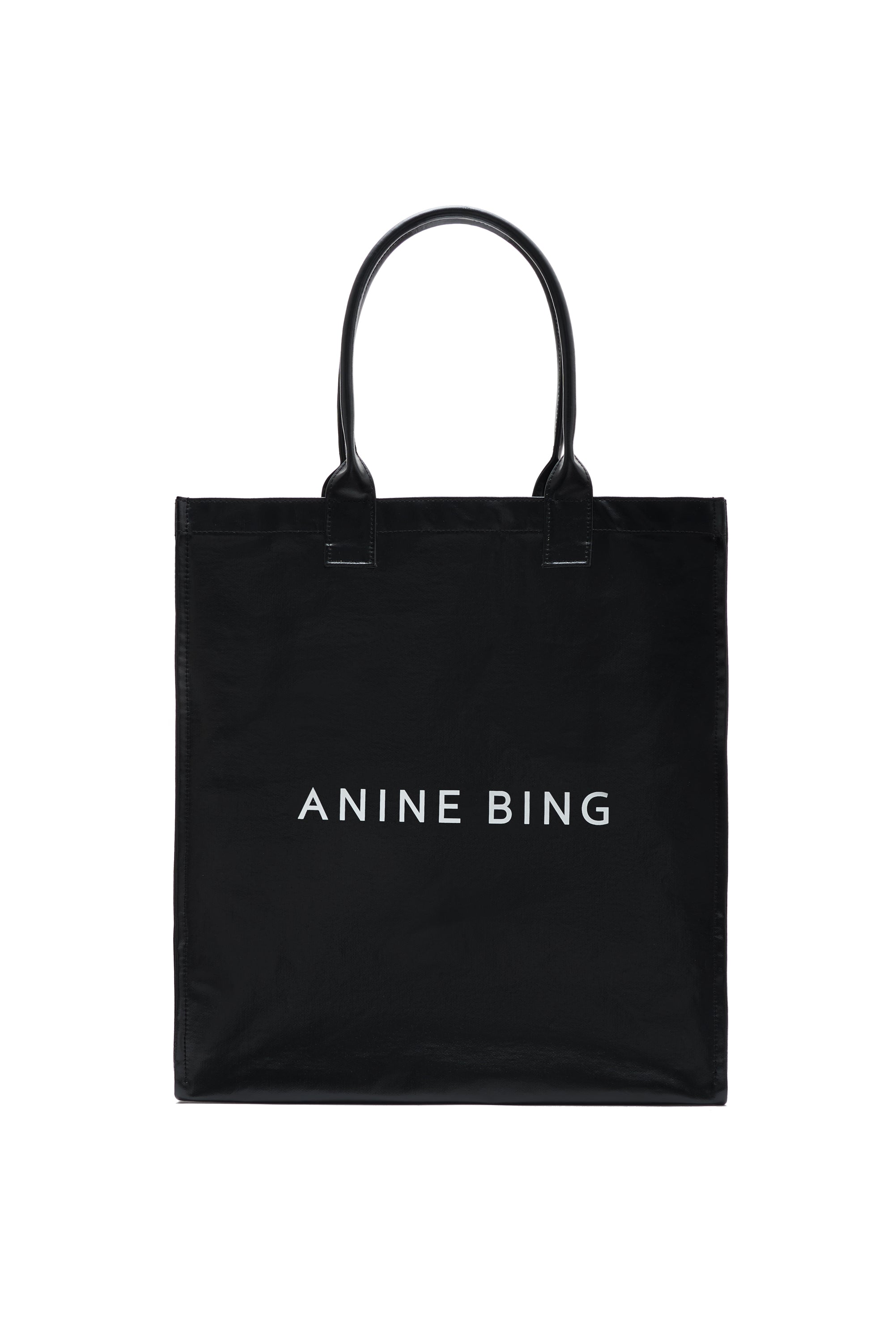 Anine Bing Womens Accessories Black Leonie Coated Canvas Tote