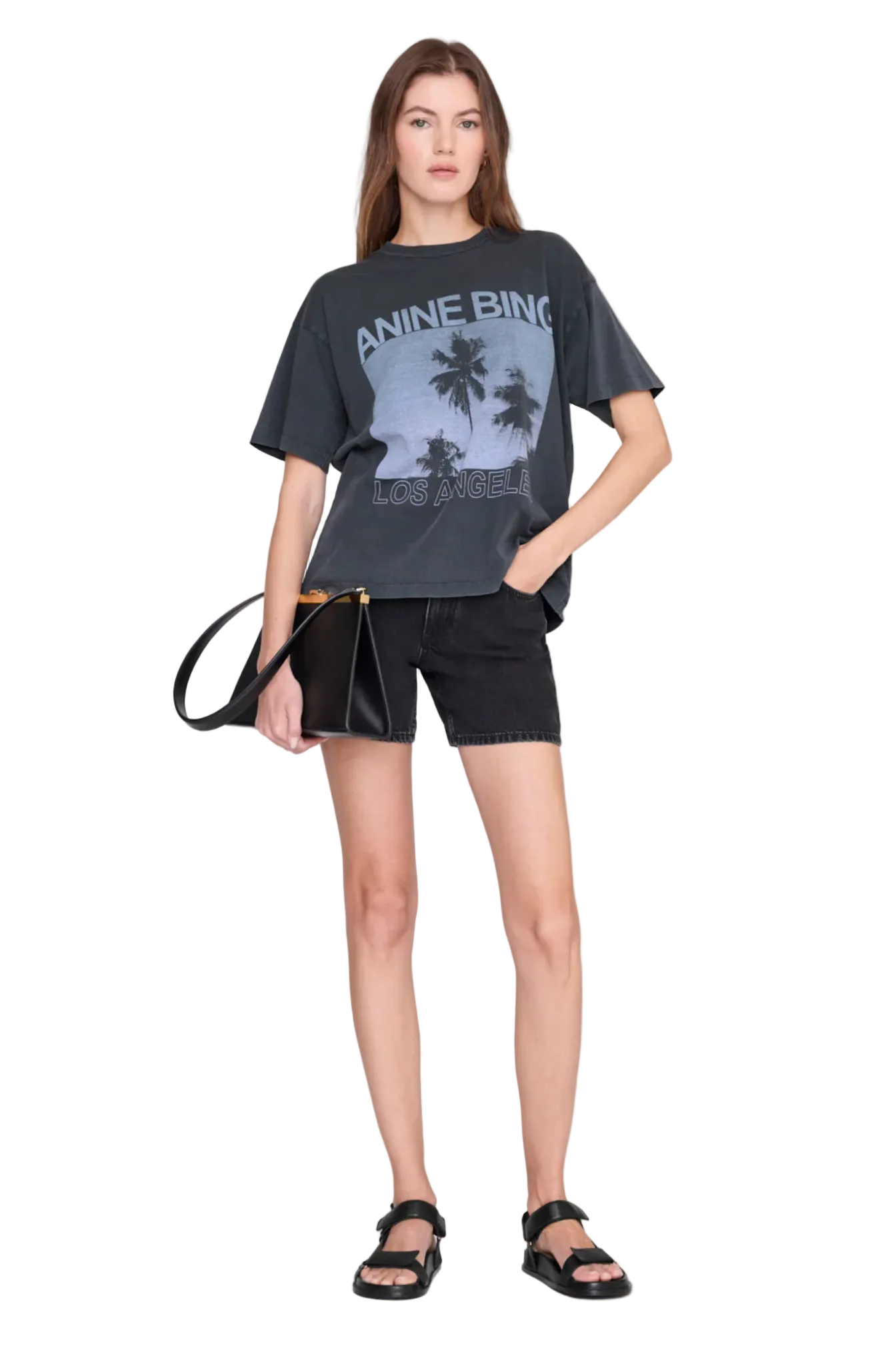 Anine Bing Womens Basics Cade Tee Palms