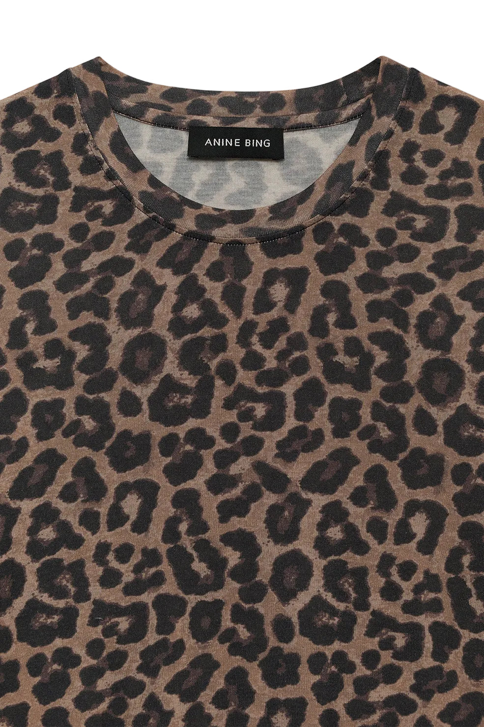 Anine Bing Womens Basics Sylvie Tee - Black and Brown Leopard
