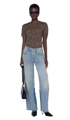 Anine Bing Womens Basics Sylvie Tee - Black and Brown Leopard