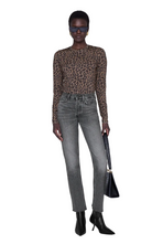 Anine Bing Womens Novelty Knit Tops XSmall / Black and Brown Leopard Sylvie Long Sleeve Tee - Black and Brown Leopard