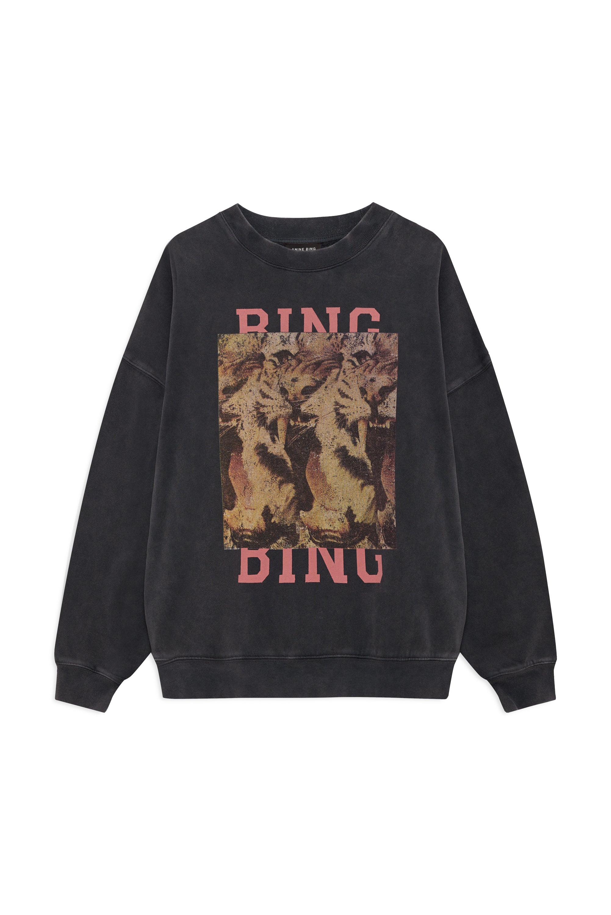 Anine Bing Womens Sweaters - Cashmere XSmall / Black Miles Sweatshirt Tiger Bing