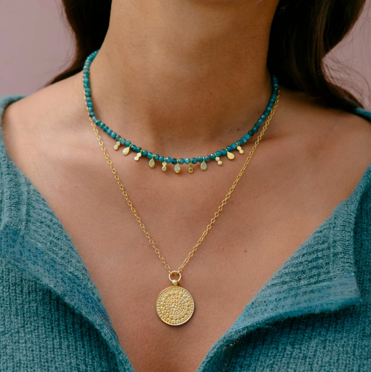 ANNA BECK Womens Jewelry Apatite Charm Necklace