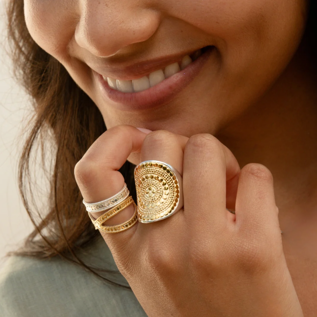 ANNA BECK Womens Jewelry Classic Saddle Ring - Gold