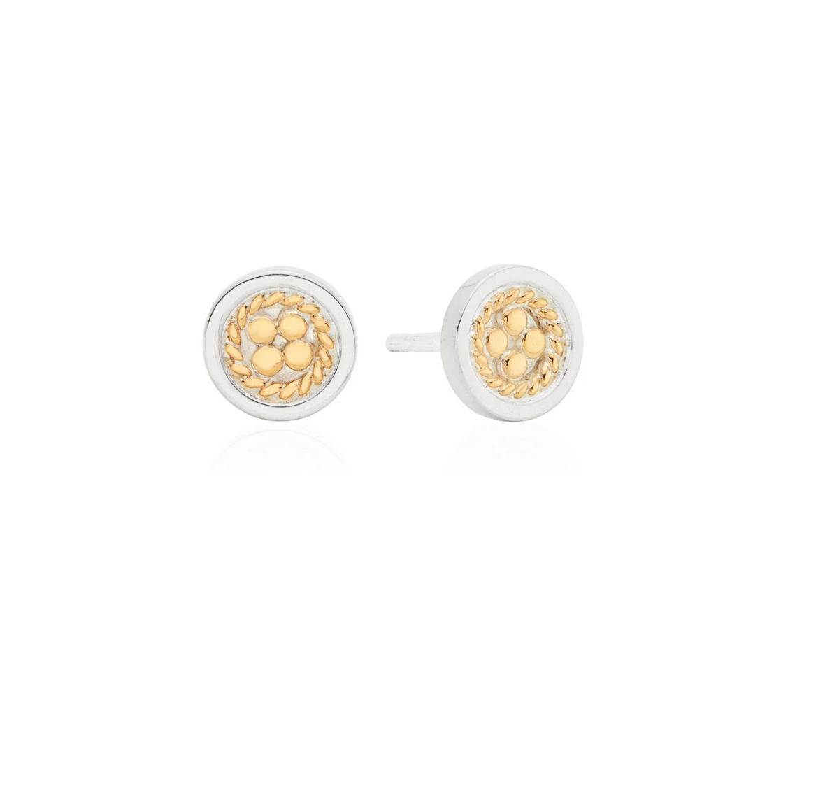 ANNA BECK Womens Jewelry One Size / Gold/Silver Classic Smooth Border Mini Stud Earrings - Gold
