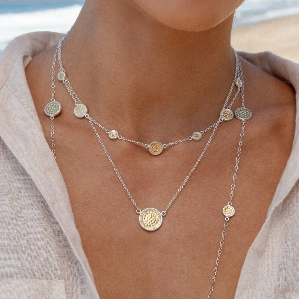 ANNA BECK Womens Jewelry Classic Station Necklace - Gold & Silver