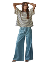 By Together Womens Denim Denim Wide Leg Pant