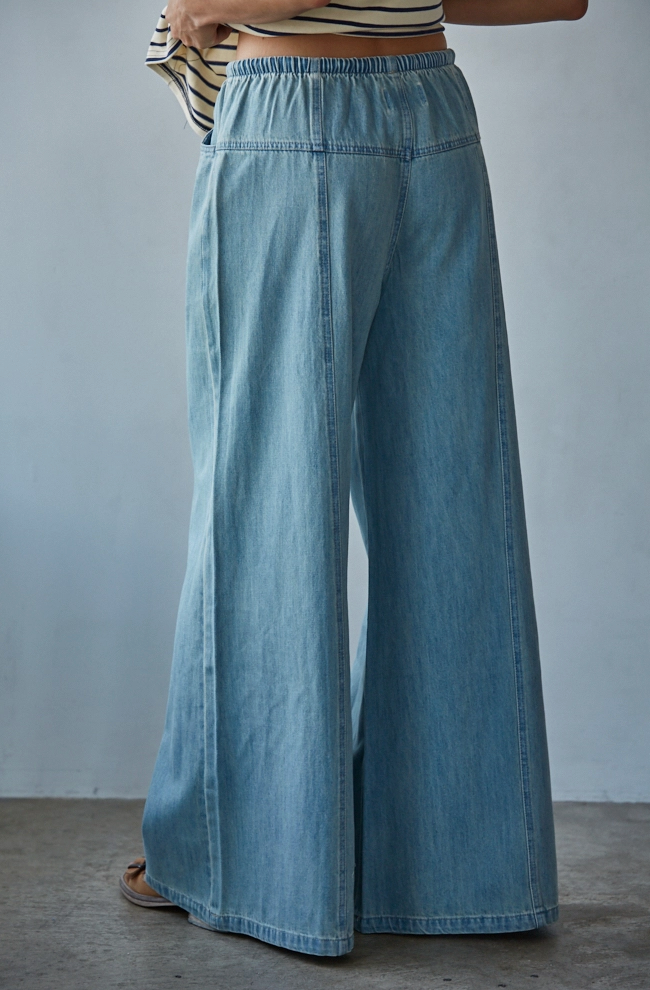 By Together Womens Denim Denim Wide Leg Pant