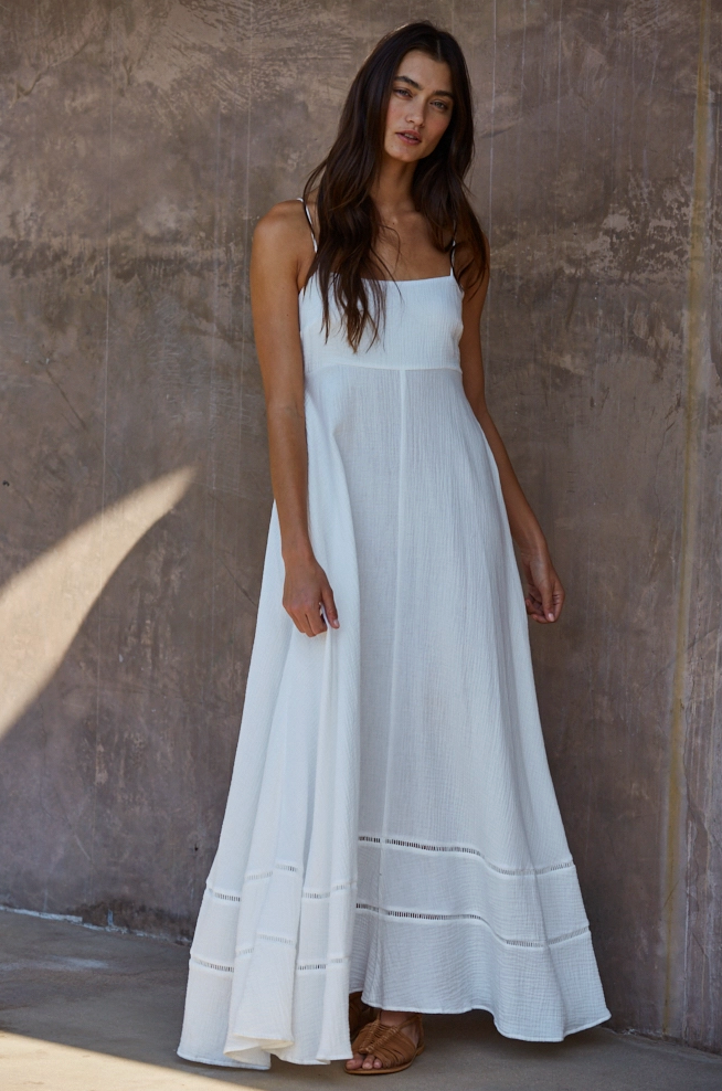 By Together Womens Dresses Woven Cotton Tube Neck Maxi Dress