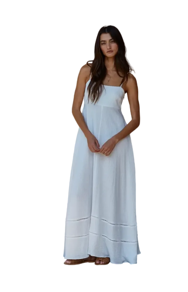 knee length dresses for ladies Woven Cotton Tube Neck Maxi Dress