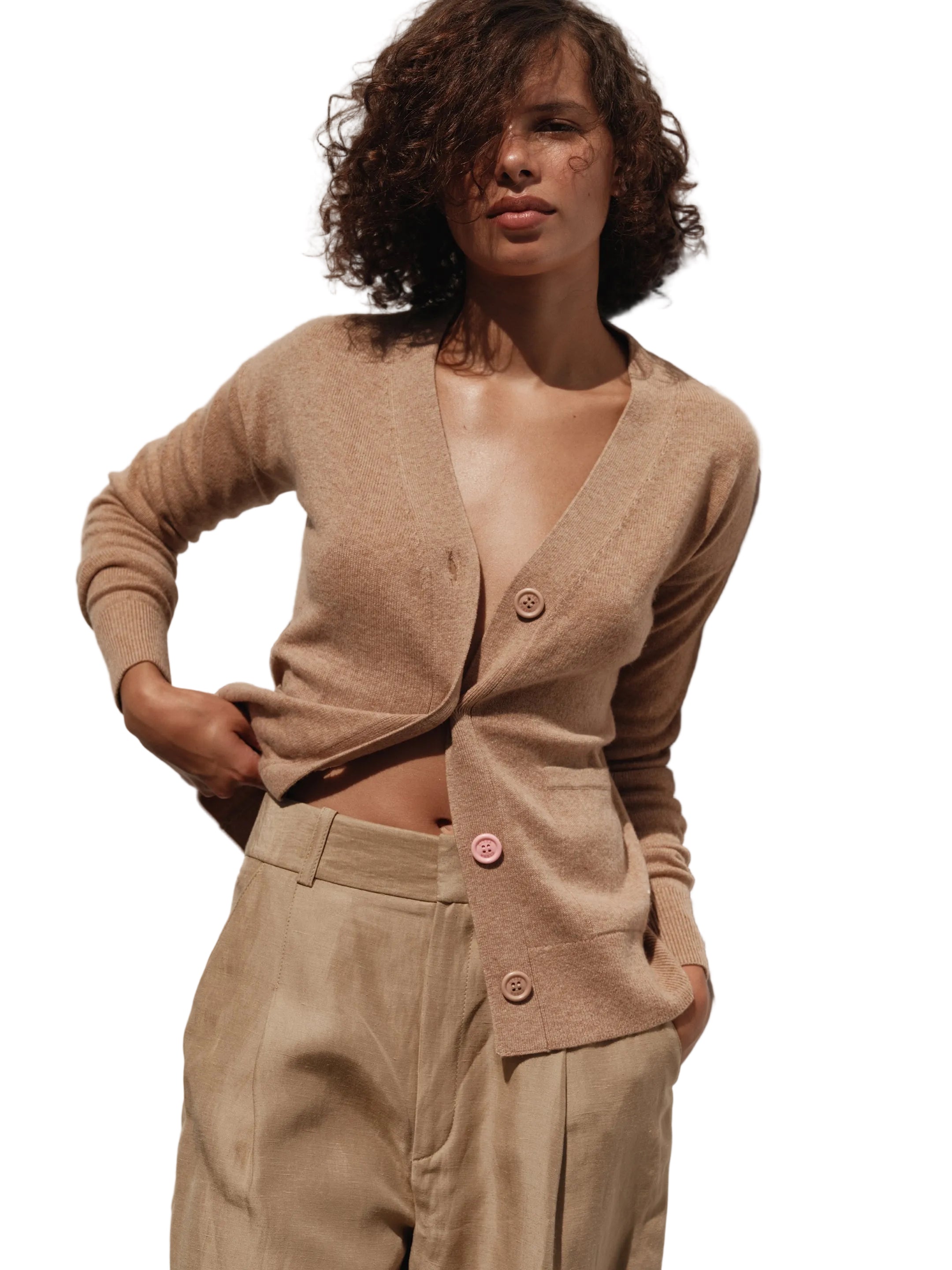 CISSA Womens Sweaters - Cashmere XSmall / Camel Cashmere Blend The Wrap Cardigan
