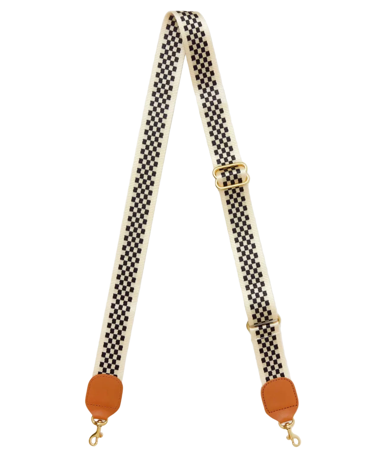 Clare V Womens Accessories Black/Cream Adjustable Crossbody Strap - Checkered