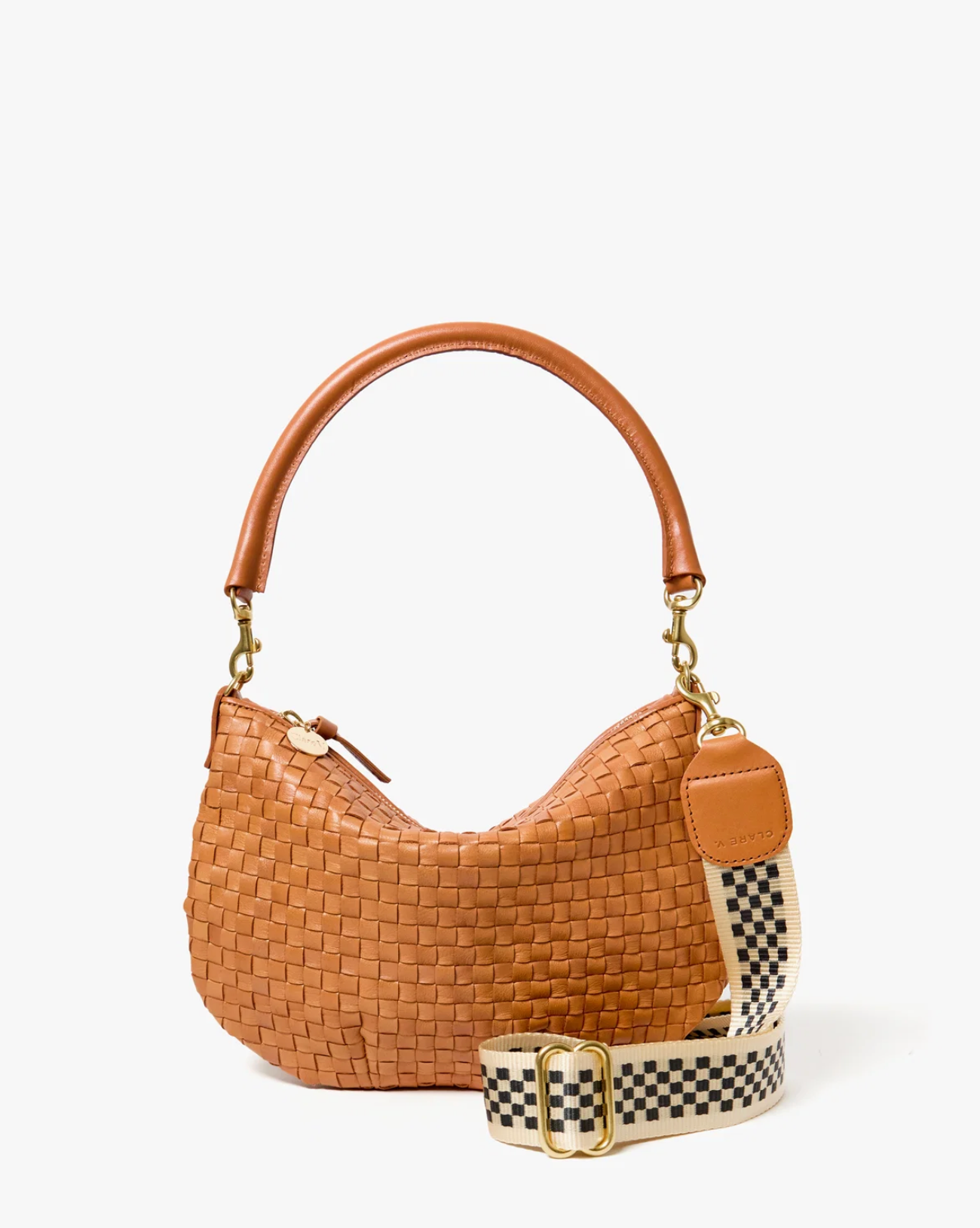Clare V Womens Accessories Black/Cream Adjustable Crossbody Strap - Checkered