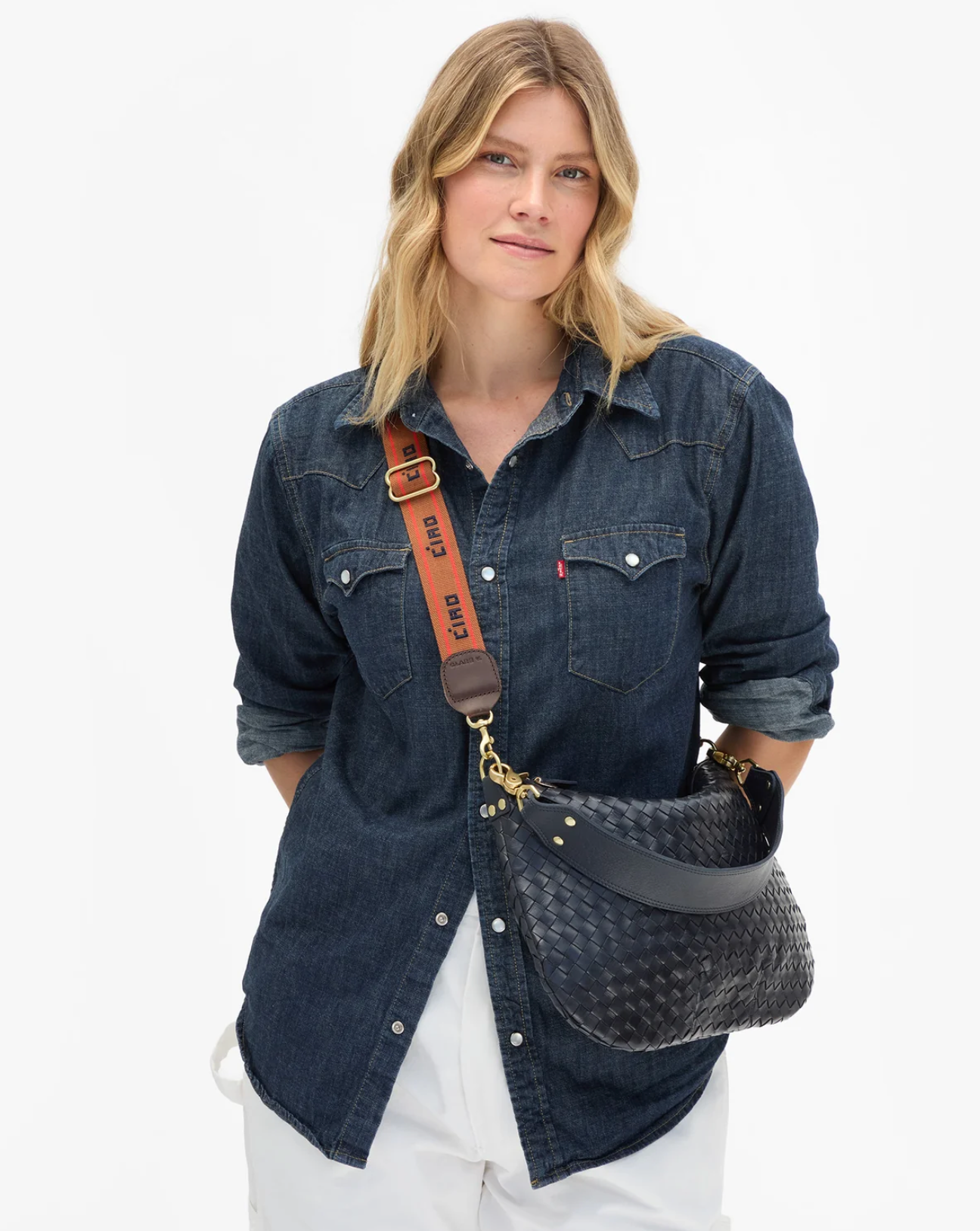 Clare V Womens Accessories Adjustable Crossbody Strap - Ciao w/ Double Stripe