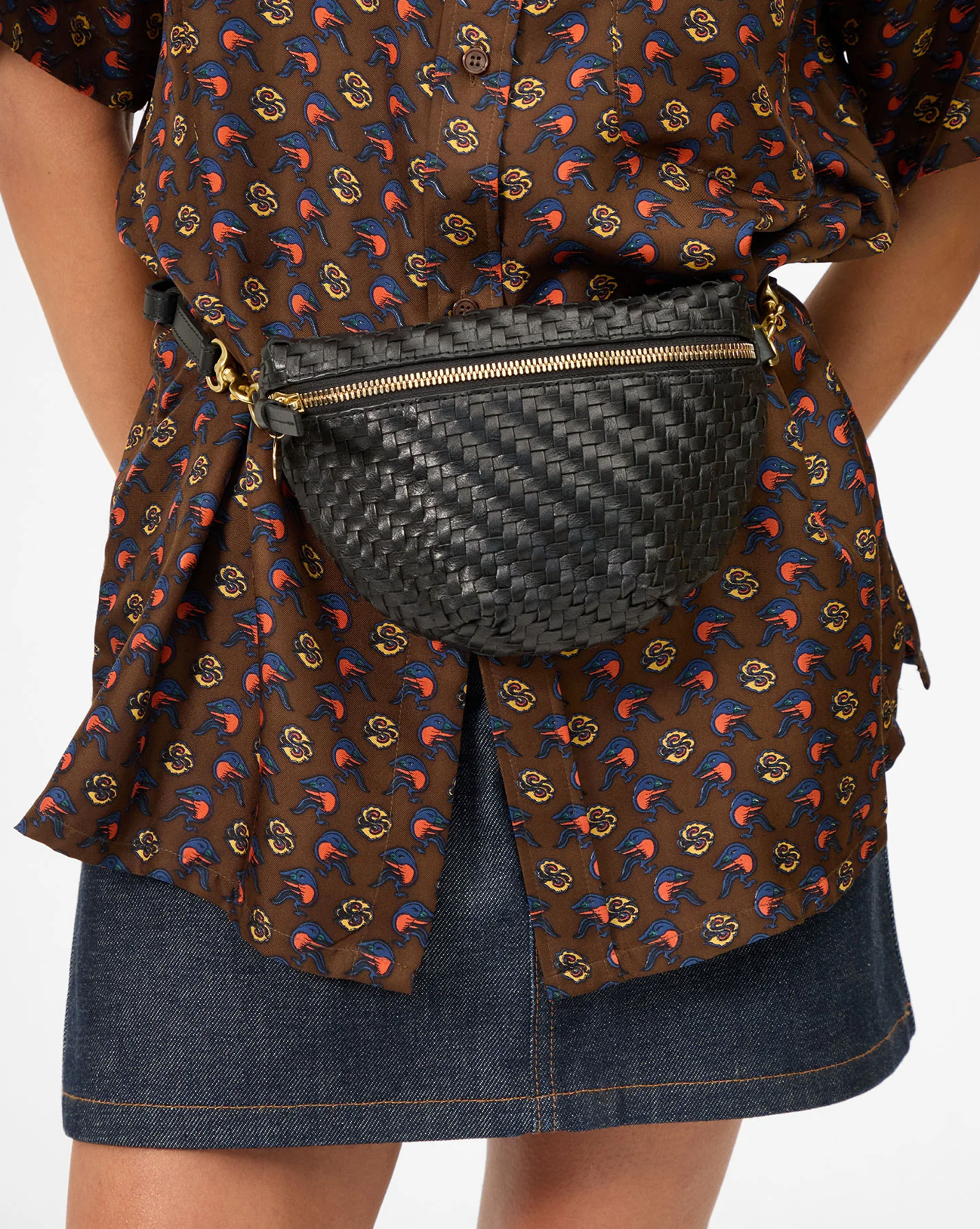 Clare V Womens Accessories Petite Fanny Woven Zig Zag