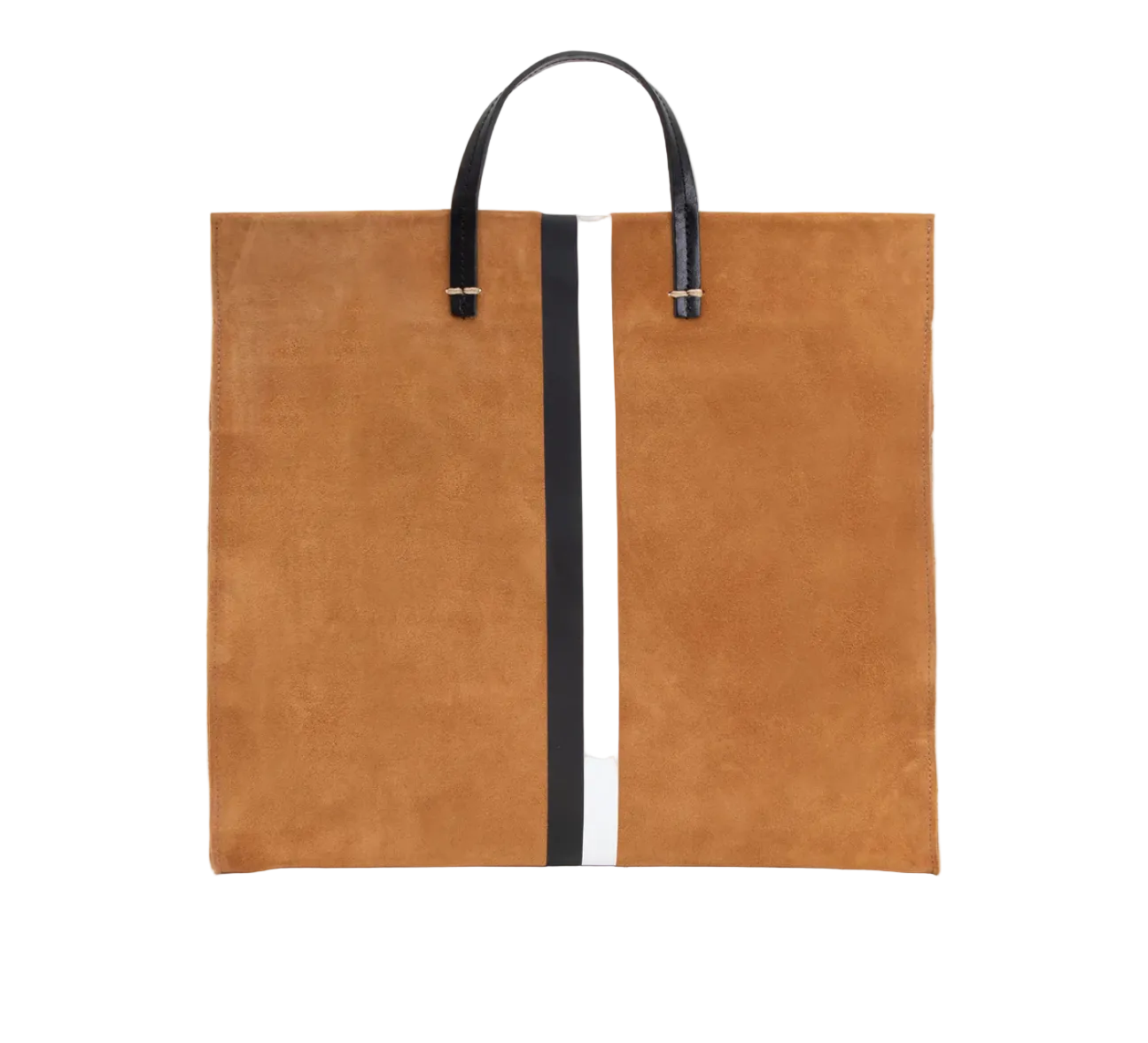 Clare V Womens Accessories Camel Suede/Black/Cream Stripe Simple Tote