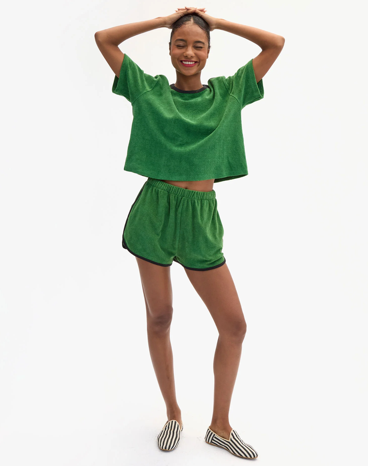 Clare V Womens Bottoms XSmall / Basil La Plage Shorts - Terry Cloth
