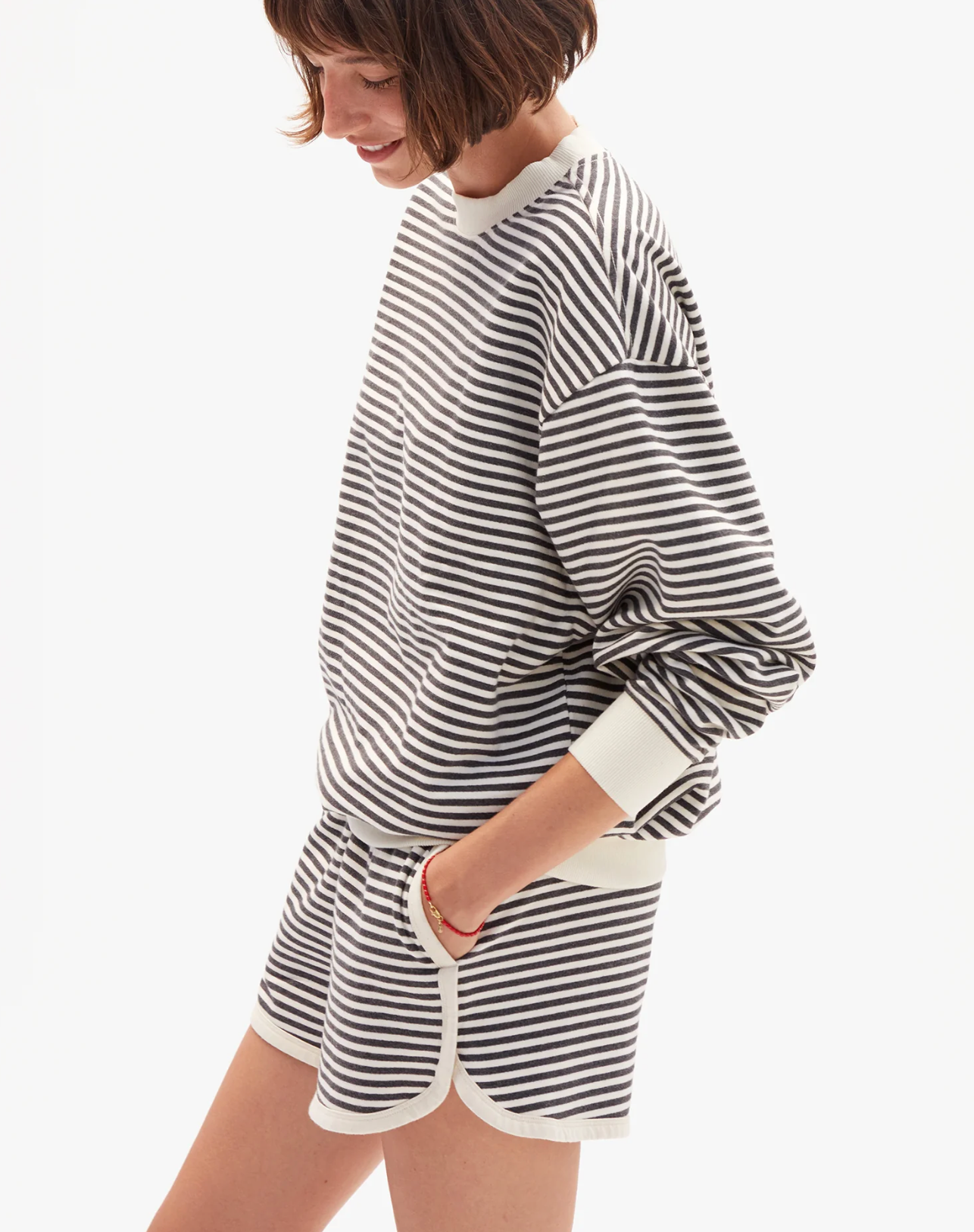 Clare V Womens Bottoms Le Jogging Short - Stripes