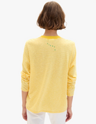 Clare V Womens Novelty Knit Tops Cotton/Linen Mini Stripe Long Sleeve Tee