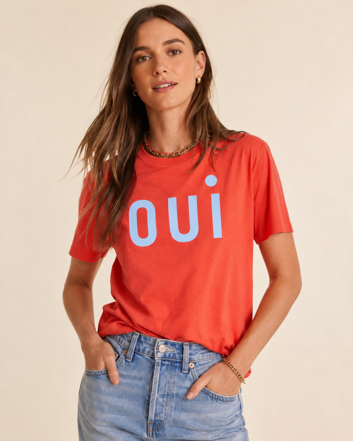 Clare V Womens Novelty Knit Tops Original Tee - Oui