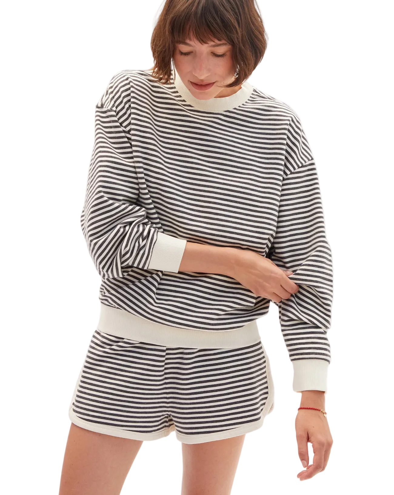 Clare V Womens Sweaters Oversized Sweatshirt - Stripes