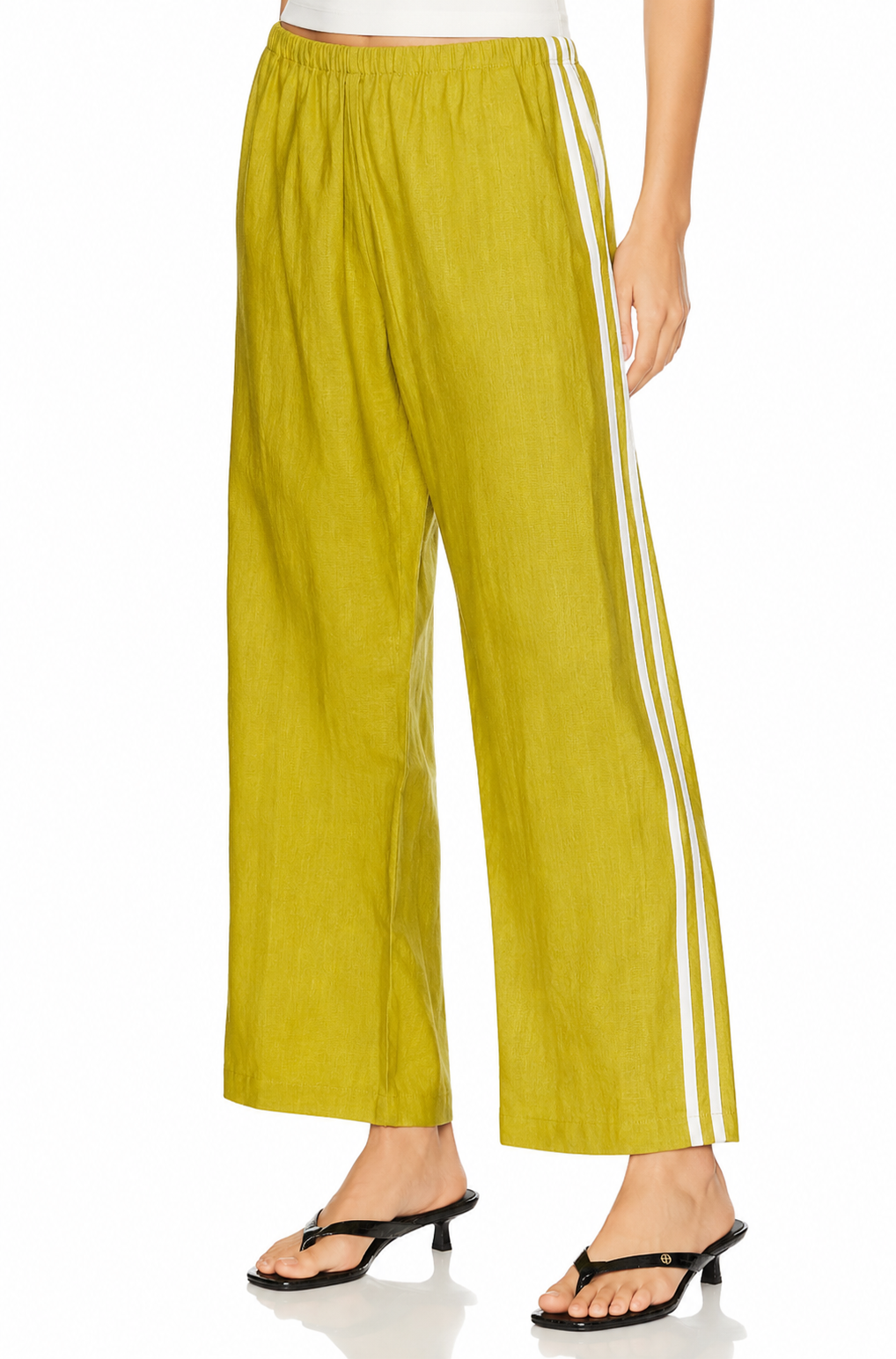 Donni. Womens Bottoms The Linen Crop Racer Stripe Pant