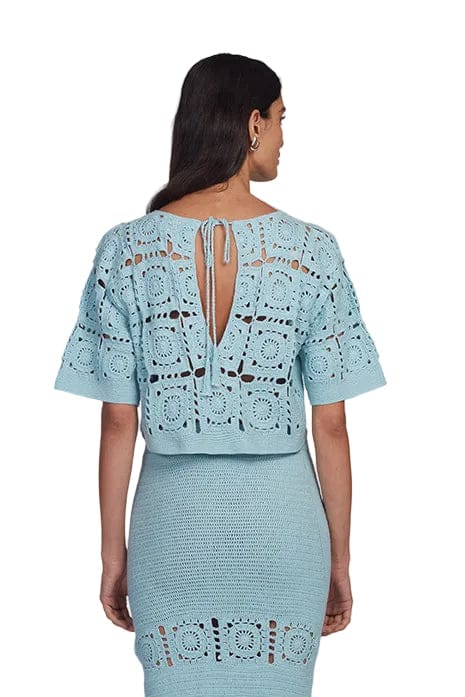 Eleven Six Womens Novelty Knit Tops Arden Crochet Top