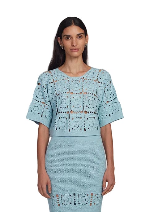 Eleven Six Womens Novelty Knit Tops Arden Crochet Top
