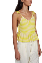 Eleven Six Womens Novelty Knit Tops Small / Ivory/Limone Stripe Mali Stripe Cami