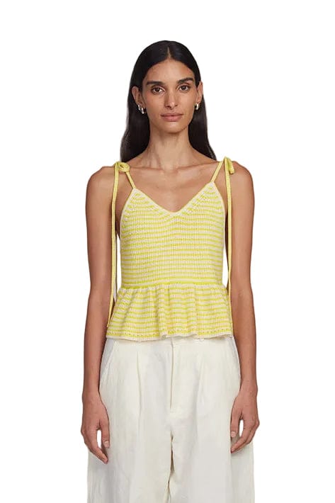 Eleven Six Womens Novelty Knit Tops Small / Ivory/Limone Stripe Mali Stripe Cami