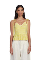 Eleven Six Womens Novelty Knit Tops Small / Ivory/Limone Stripe Mali Stripe Cami