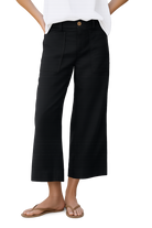 Frank & Eileen Womens Bottoms 0 / Black Crop Wide-Leg Carpenter Pant