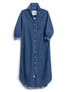 Frank & Eileen Womens Dresses XSmall / Distressed Indigo Washed Denim Maxi Shirtdress
