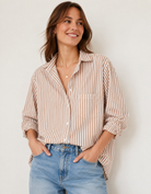 Frank & Eileen Womens Novelty Tops Relaxed Button-Up Shirt