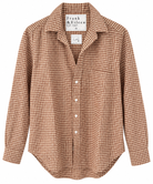 Frank & Eileen Womens Novelty Tops XSmall / Sand Brown Cream Small Plaid Relaxed Button-Up Shirt