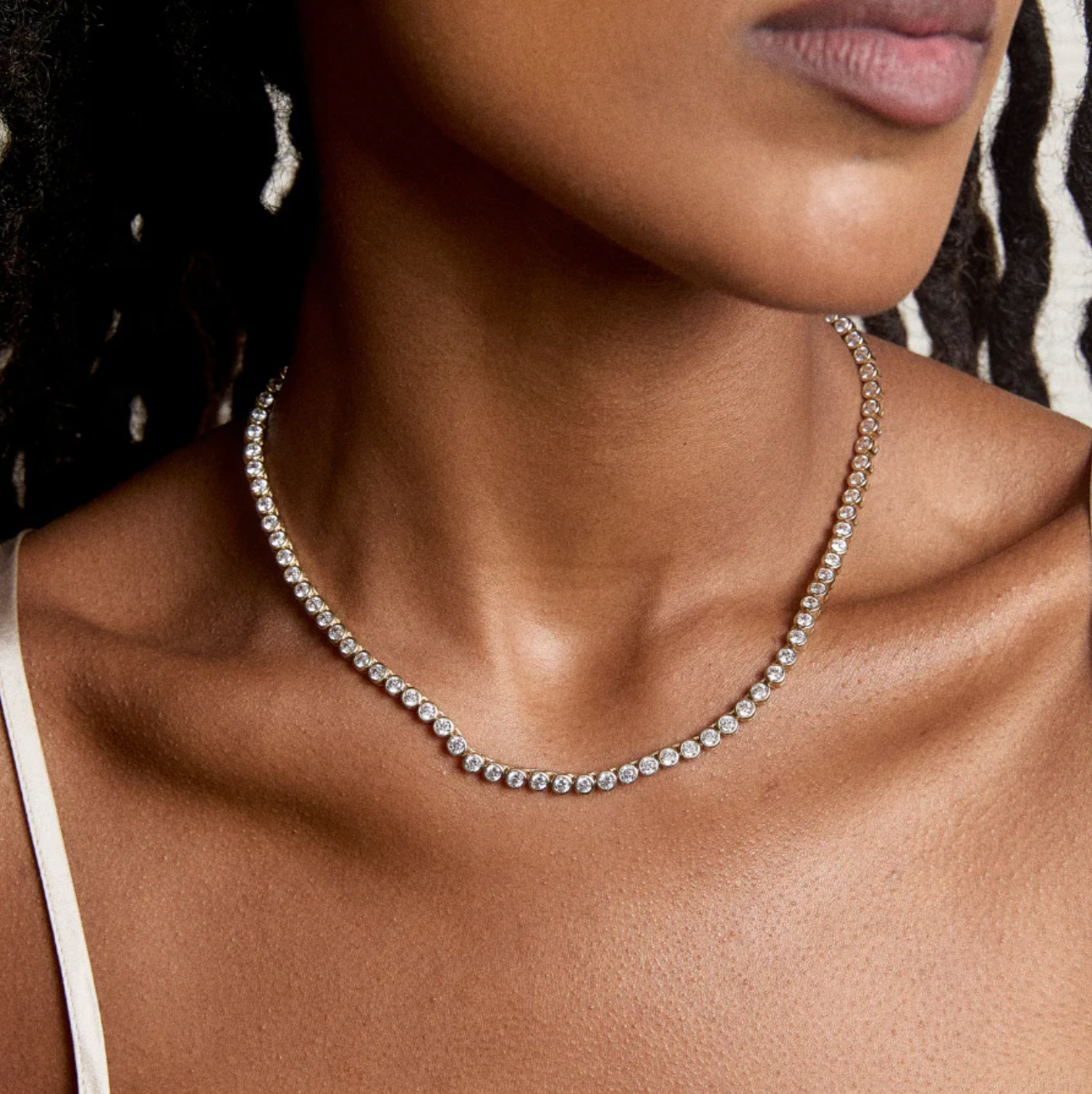 HART Womens Jewelry Bezel Tennis Necklace