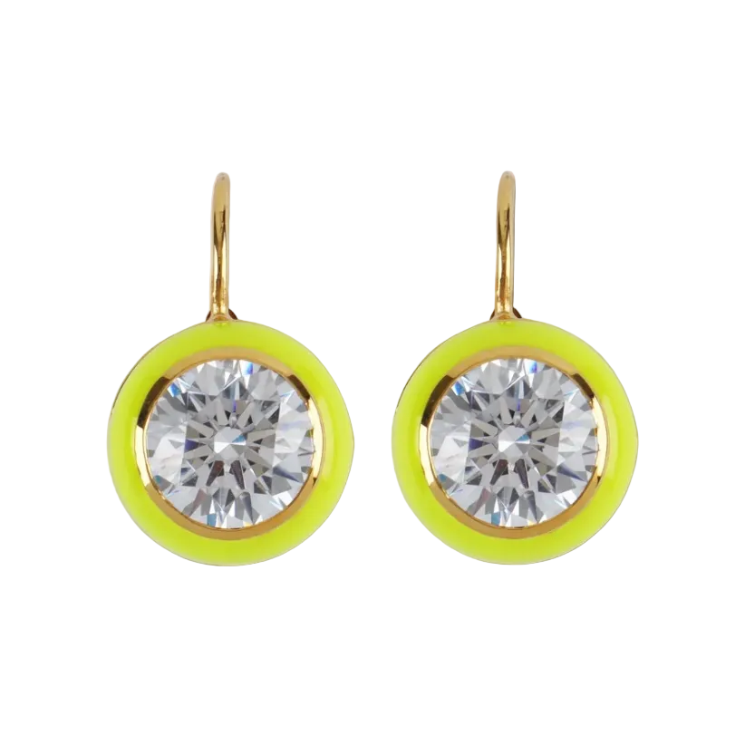 HART Womens Jewelry Chartreuse Enamel Bezel Drop Earring